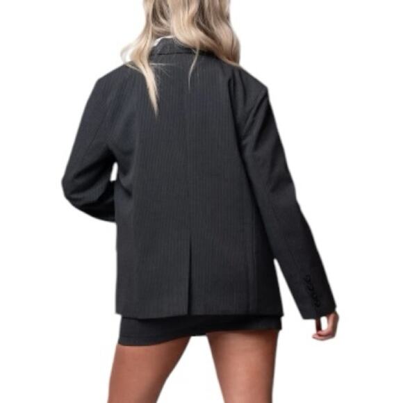 Anthropologie Moon River Gray Striped Blazer Small Retails $168 - Picture 3 of 9